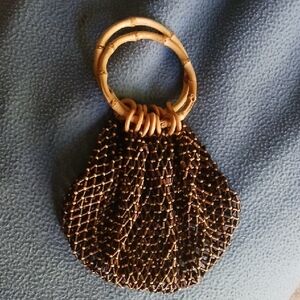 Natural Bead and Bamboo Purse